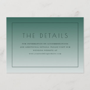 Eleganta Teal Minimalistiska Bröllopsdetaljer Tilläggskort