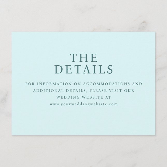 Eleganta Teal Minimalistiska Detaljer Tilläggskort (Framsida)