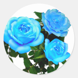 Eleganta tealblå rosor blå blomster blå blommor runt klistermärke