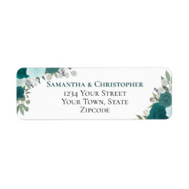 Eleganta tealblommiga bröllopsreturadressetiketter returadress etikett