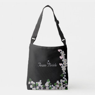 Eleganta Team Bride Blommor på Svart Crossbody Väs Axelväska