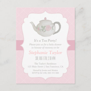 Eleganta tekanna tebjudning Baby Shower-inbjudning Inbjudningar