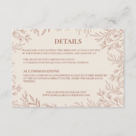 Eleganta Terrakotta Botaniska Monogramdetaljer Tilläggskort