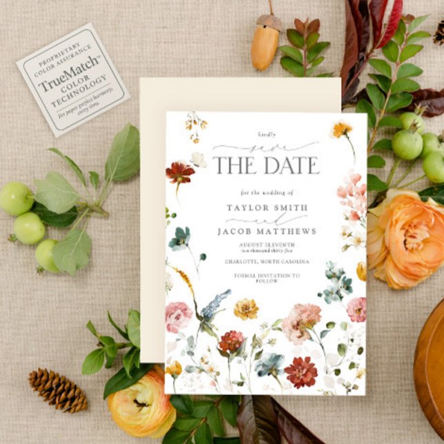 Eleganta trädgårdsblommor typografi Spara datumet (Skapare uppladdad)