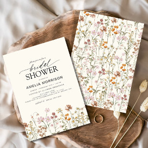 Eleganta trädgårdsblommor Watercolor Bröllopsdusch Inbjudningar