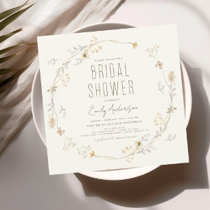 Eleganta trädgårdsblommor Watercolor Bröllopsdusch Inbjudningar