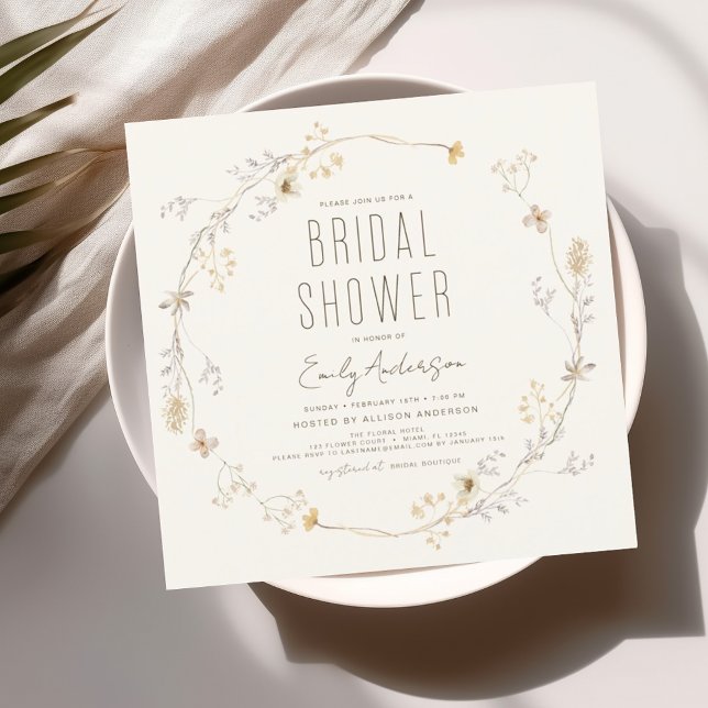 Eleganta trädgårdsblommor Watercolor Bröllopsdusch Inbjudningar (Skapare uppladdad)