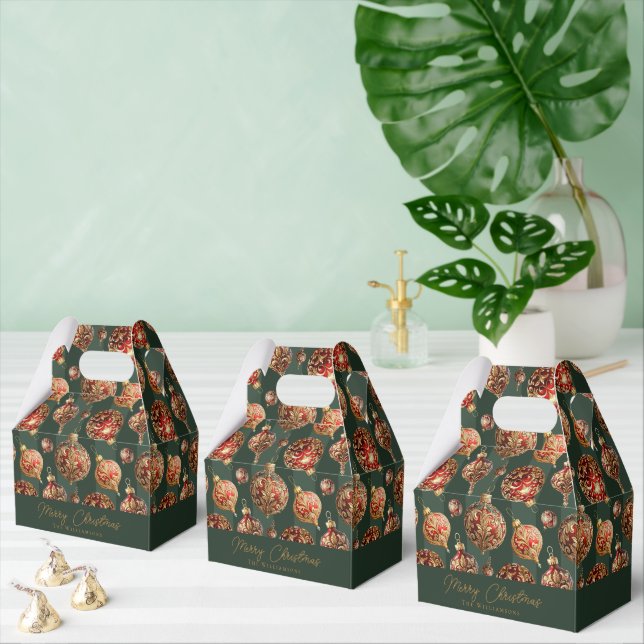 Eleganta traditionella röda och gyllene julgransku presentaskar (Multipel)