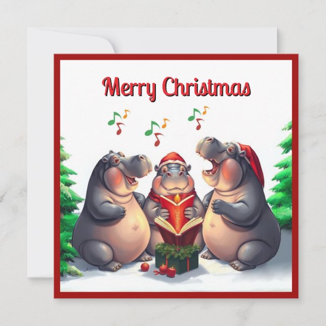 Eleganta trendiga akvatintstall Caroling Julkort (Framsida)