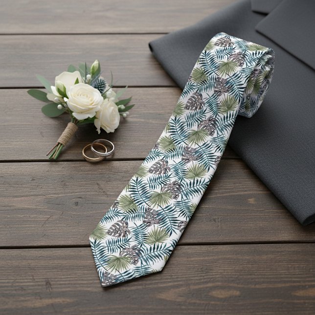 Eleganta tropiska gröna palmlöv sommar konst slips (Skapare uppladdad)