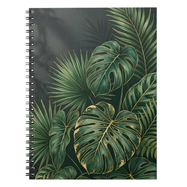 Eleganta tropiska Monstera blad Botanisk Anteckningsbok (Framsidan)