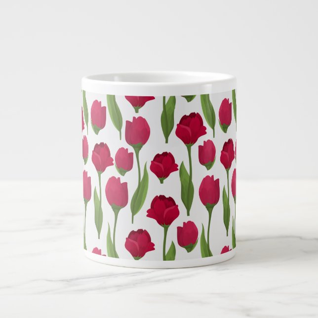 Eleganta Tulpan och Ros Blommor Fotografi Jumbo Mugg (Framsidan)