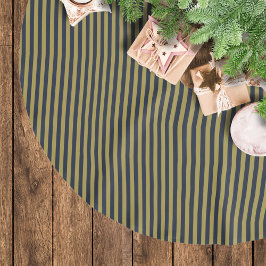 Eleganta tunna guldfärgade och marinblå vertikala  julgransmatta borstad polyester