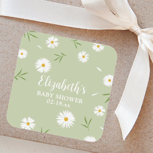 Eleganta tusenskönor Könsneutrala babyfirande Fyrkantigt Klistermärke