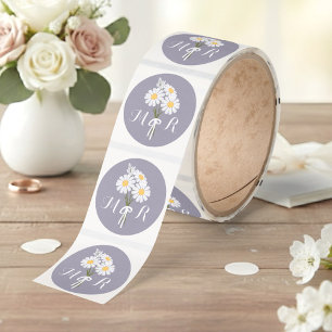 Eleganta tusenskönor Monogram Initialer Lavendel B Runt Klistermärke