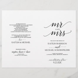 Eleganta typografi bröllopsprogram i svart