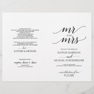 Eleganta typografi bröllopsprogram i svart