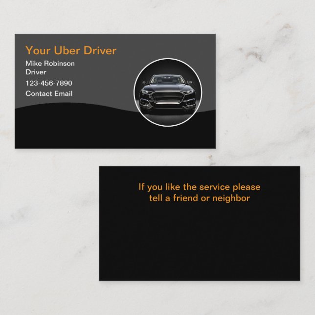 Eleganta Uber taxiresa kort (Fram/baksida)