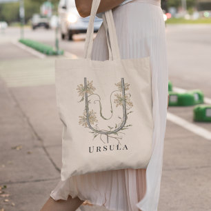 Eleganta Uva Ursi Blommor 'U' Monogram Anpassat Na Tygkasse
