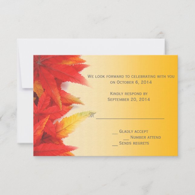 Eleganta, vackra höstliga bröllopsinbjudningar med inbjudningar (Framsida)
