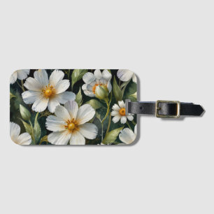 Eleganta vackra vita blommor akvarell chic bagagebricka