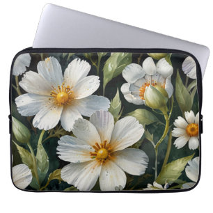 Eleganta vackra vita blommor akvarell chic laptop fodral