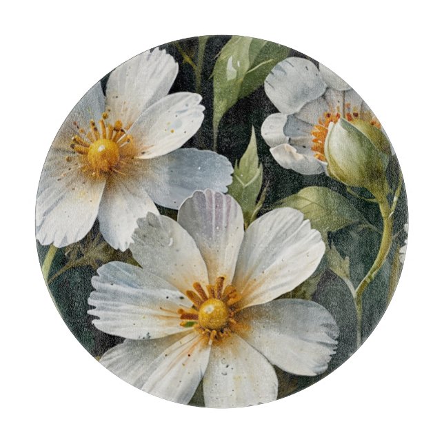 Eleganta vackra vita blommor vattenfärg chic (Framsidan)
