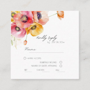 Eleganta vallmo Blommig Bröllops RSVP-kort Tilläggskort