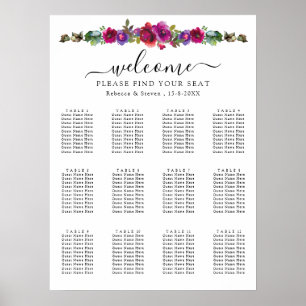 Eleganta vår sommar rosa lila blommor sittplats poster