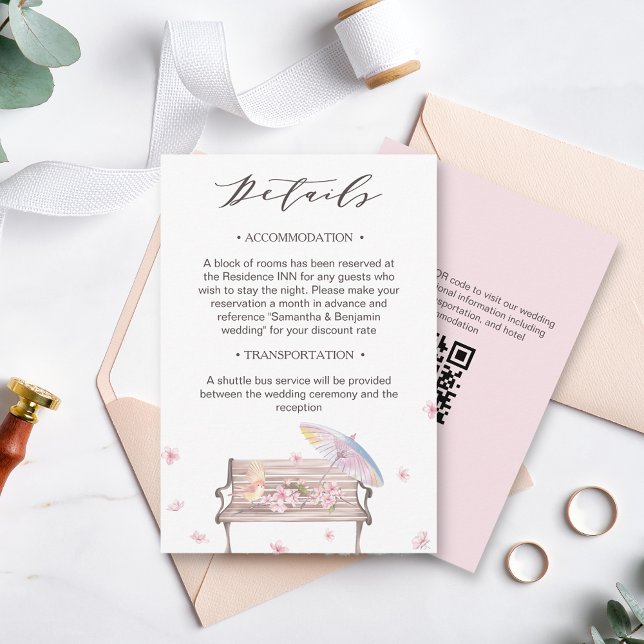 Eleganta vårblommiga bröllopsdetaljer tilläggskort (Skapare uppladdad)