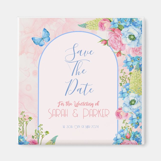 Eleganta vårblommor Spara datumet  Magnet (Framsidan)