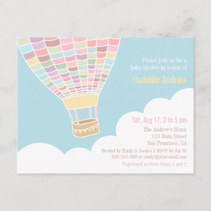 Eleganta varmluftsballong-baby shower-inbjudningar inbjudningar