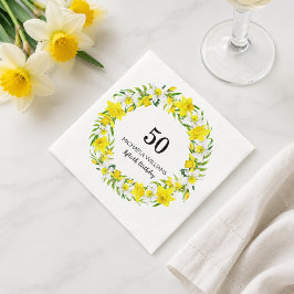 Eleganta vårnarcisser Blommig 50-årsdag` Pappersservett