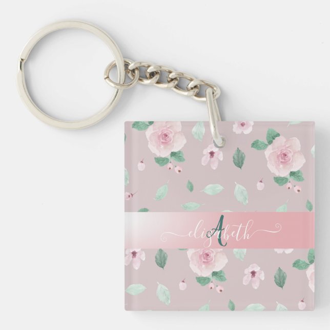Eleganta vattenfärg blommor monogram  (Framsidan)