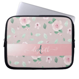 Eleganta vattenfärg blommor monogram laptop fodral