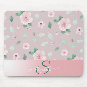 Eleganta vattenfärg blommor monogram musmatta