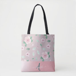 Eleganta vattenfärg blommor monogram tygkasse