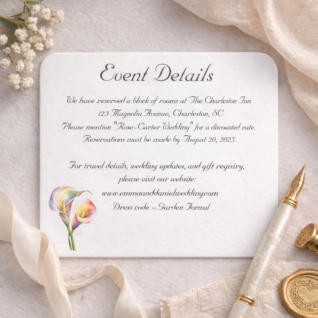 Eleganta Vattenfärg Calla Liljor Romantisk Blomma Tilläggskort (Skapare uppladdad)