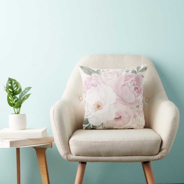 Eleganta vattenfärg Päonblommor  Kudde (Stol)