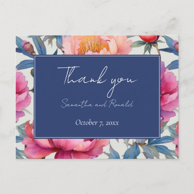 Eleganta vattenfärgade påskliljor bröllop tack vykort (Framsida)