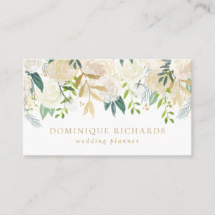 Eleganta vattenfärgblommor med Fauxguld Visitkort