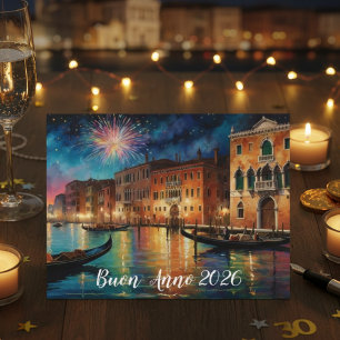 Eleganta Venedig Eldshowar Nyår Julkort