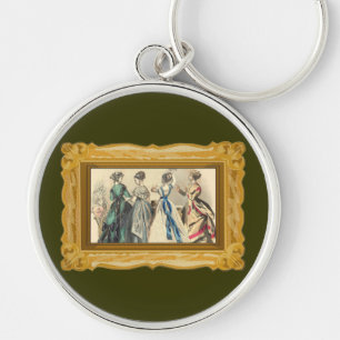 Eleganta Victorianmodeer Rund Silverfärgad Nyckelring