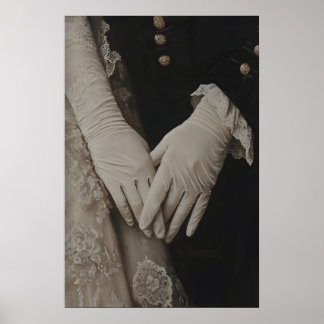 Eleganta viktorianska handskar, vintage romantik poster
