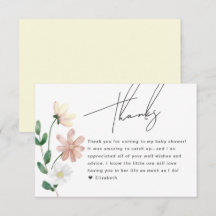 Eleganta vilda blommor baby shower blomster tack