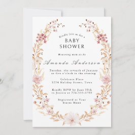 Eleganta vilda blommor baby shower inbjudningar