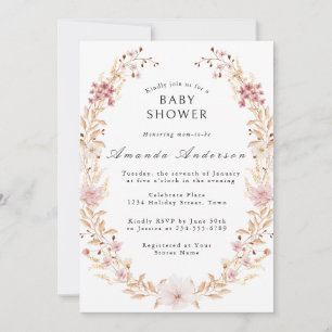 Eleganta vilda blommor baby shower inbjudningar