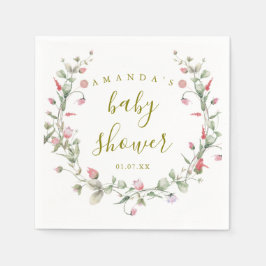 Eleganta vilda blommor baby shower pappersservett
