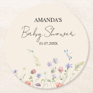 Eleganta vilda blommor baby shower  underlägg papper rund