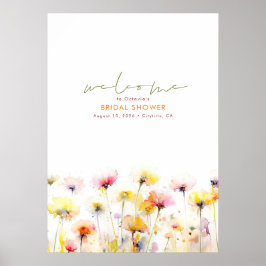 Eleganta vilda blommor Boho välkomstskylt Poster